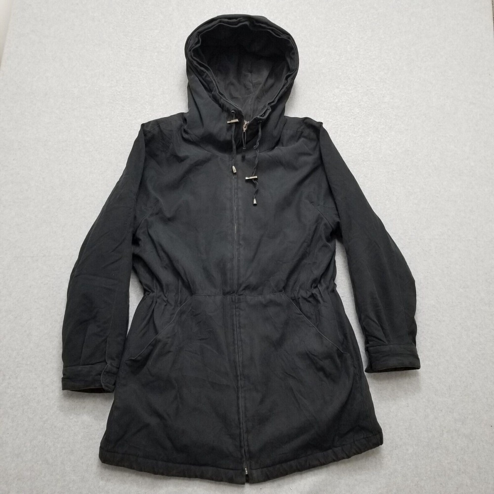 Mulberry Street Jacket Womens Medium Black Pockets Full Zip Hooded